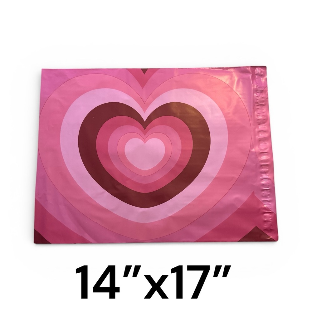 10 Pink Heart Poly Mailer